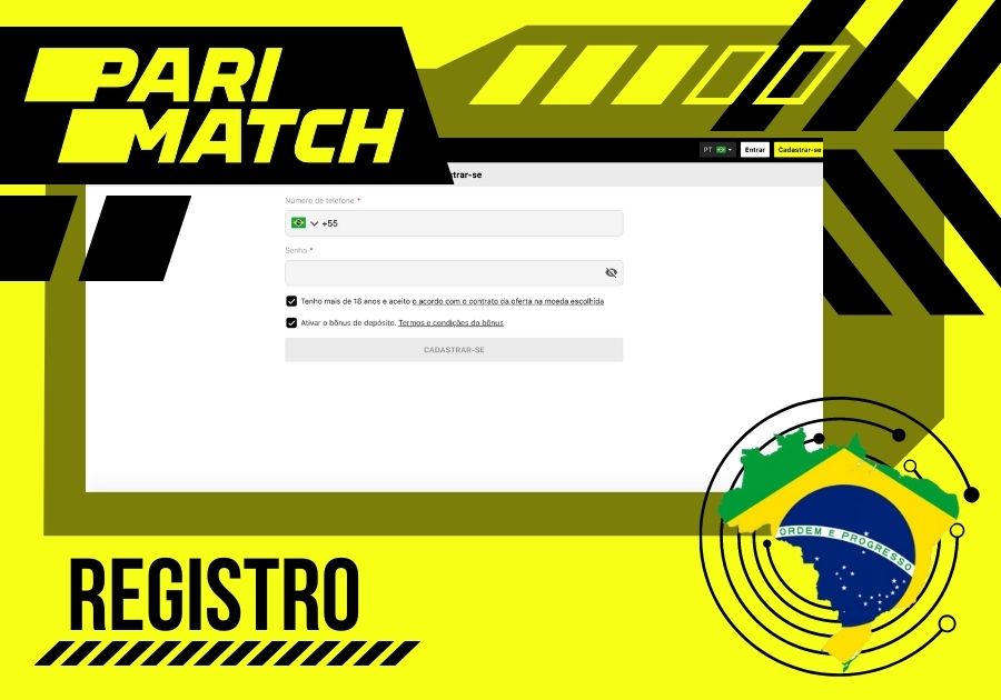 registrando uma conta no site Parimatch Brasil